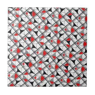 Vintage Geometric Mönster Red Black White Kakelplatta