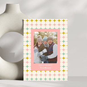 Vintage Geometric Pastel Stars Rosa Family Photo Julkort