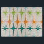 Vintage Geometric Starbursts Glass Clearboard<br><div class="desc">Vintage. Geometrik. Starburger. Om du kärlek någon av de där ord, är den här Vintagen Geometric Starbursts Glass Cutter Board till dig. Den moderna designen i mitten av århundradet har en gräddbakgrund med turkoshalter, kalkgrönt, orange och tealstjärnor. Modet är utformat så att det passar perfekt ihop med märkliga Lilla Onions...</div>