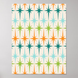 Vintage Geometric Starbursts Poster