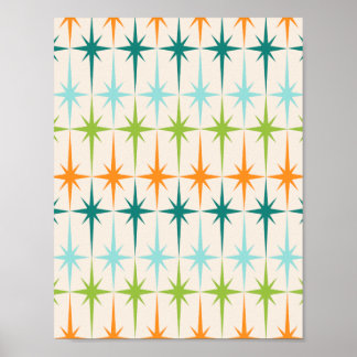 Vintage Geometric Starbursts Poster