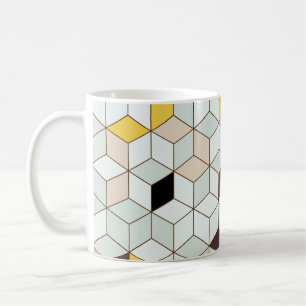 Vintage, geometrisk svart vit mönster. kaffemugg