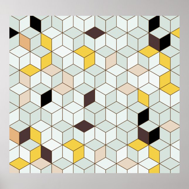 Vintage, geometrisk svart vit mönster. poster (Framsidan)