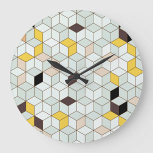 Vintage, geometrisk svart vit mönster. stor klocka