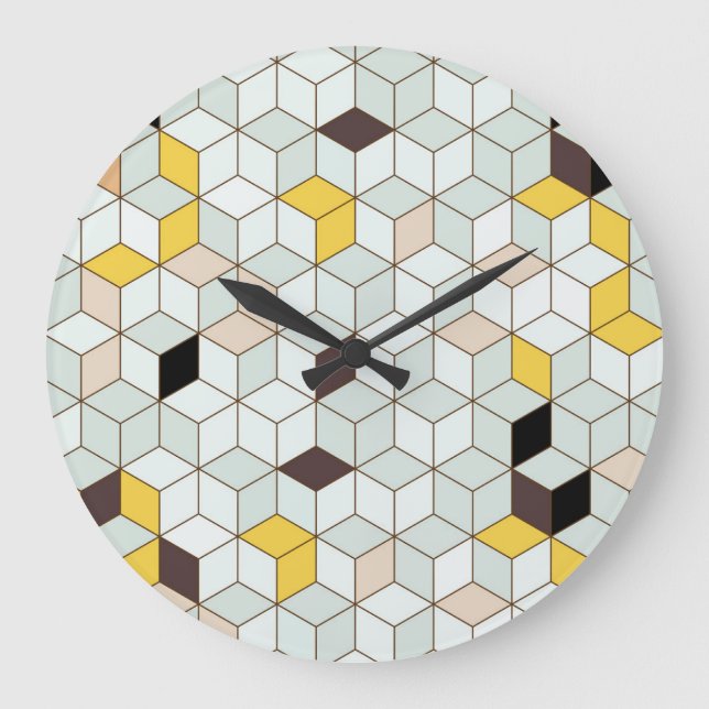 Vintage, geometrisk svart vit mönster. stor klocka (Framsida)