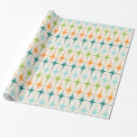 Vintage geometriska Starbursts som slår in papper Presentpapper<br><div class="desc">Vintage. Geometrics. Starbursts. Om du älskar några av den ord, är denna retro vintage geometriska Starbursts som slår in papper, för dig. Denna moderna design för det mitt- århundradet presenterar en kräm- bakgrund med ror av turkos, limefruktgrönt, orangen och krickastarbursts. Denna moddesign parar beautifully med den konstiga lite lök Retro...</div>