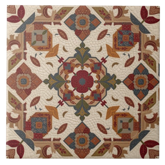 vintage geometriskt lapptäcksblock konstnärligt mö kakelplatta (Framsidan)