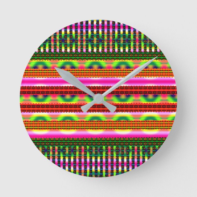 Vintage geometriskt pastellmotiv  rund klocka (Framsida)