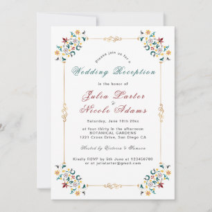 Vintage Geometry Classical Motif Wedding Reception Inbjudningar
