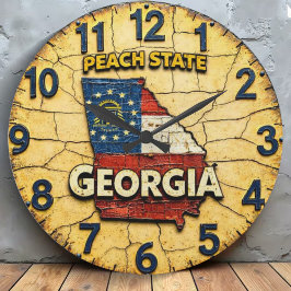 Vintage Georgia map Peach State Rustic Americana Stor Klocka