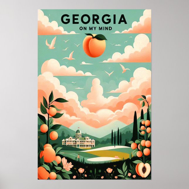 Vintage Georgia Peach Travel Poster (Framsidan)