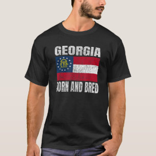 Vintage Georgia Statlig flagga Georgia, född och u T Shirt