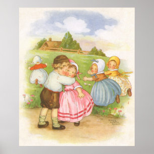 Vintage Georgie Porgie Mor Goose Nursery Rhymes Poster