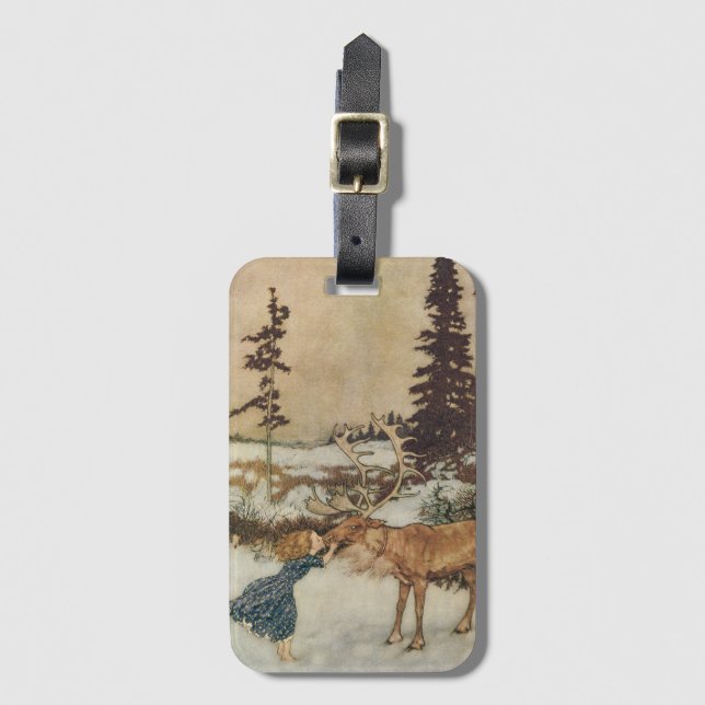 Vintage Gerda och renen av Edmund Dulac Bagagebricka (Framsida vertikal)