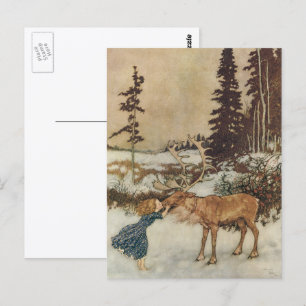 Vintage Gerda och renen av Edmund Dulac Vykort
