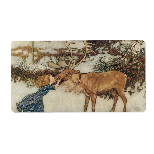Vintage Gerda och Rener av Edmund Dulac Fraktsedel (Framsidan)