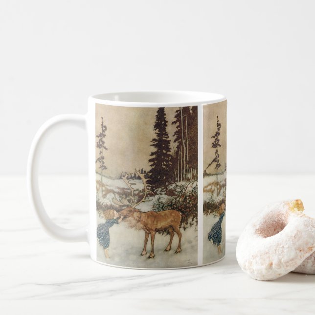 Vintage Gerda och Rener av Edmund Dulac Kaffemugg (Med munk)