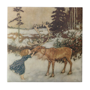 Vintage Gerda och Rener av Edmund Dulac Kakelplatta