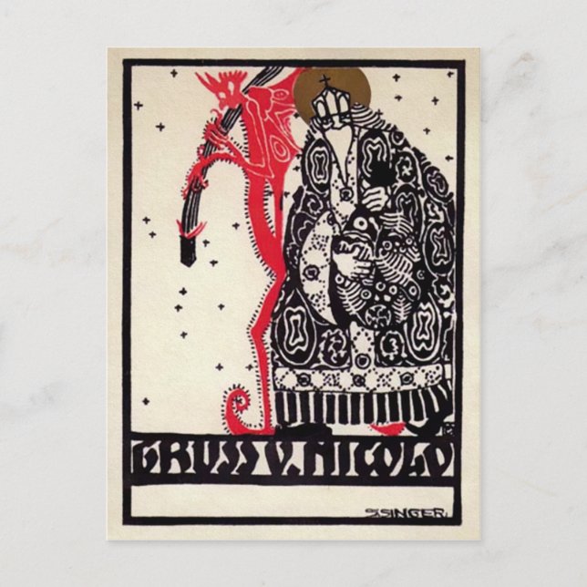 Vintage German Krampus Vykort (Framsida)