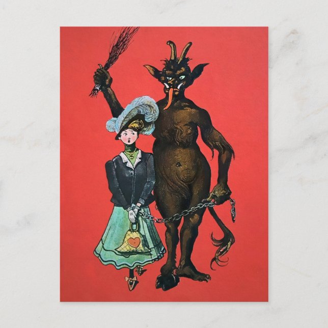 Vintage German Krampus Vykort (Framsida)