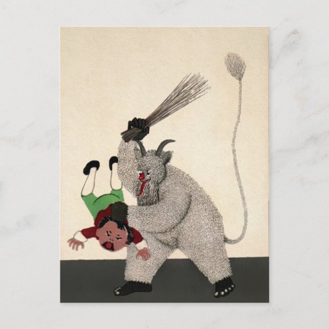 Vintage German Krampus Vykort (Framsida)