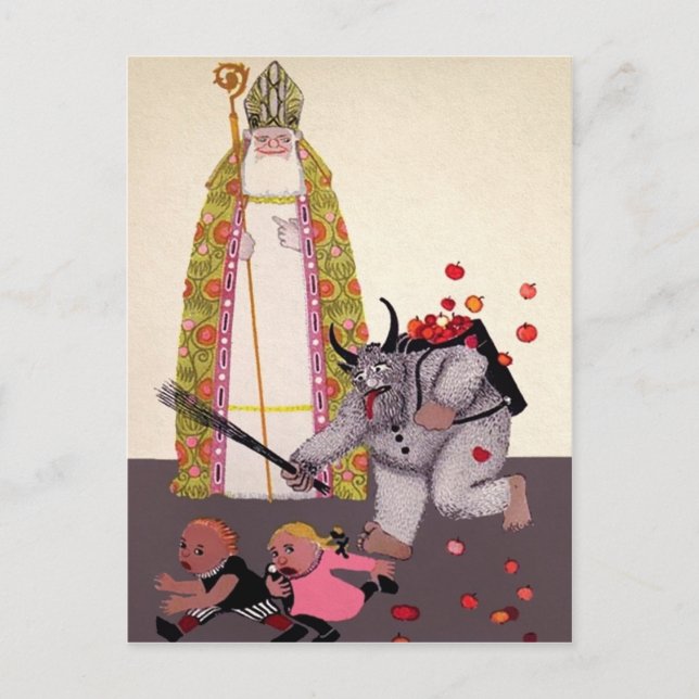 Vintage German Krampus Vykort (Framsida)