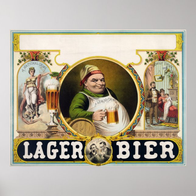Vintage German Lager Beer Annons Poster (Framsidan)