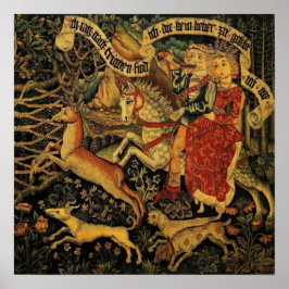 Vintage German Medieval Renaissance Kärlek Hunting Poster