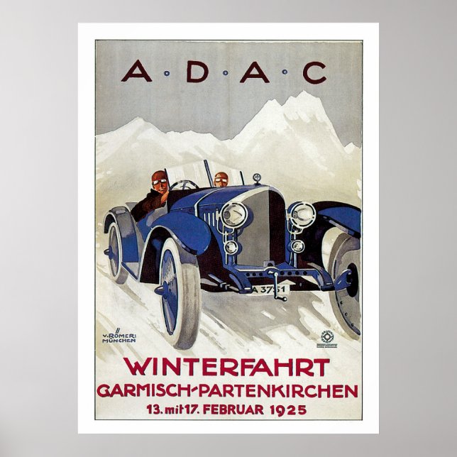Vintage German Road Tävling Ad Poster (Framsidan)