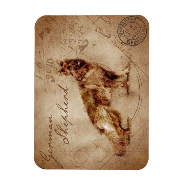 Vintage german shepherd magnet (Vertikal)