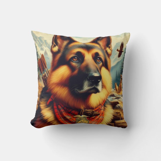 Vintage German Shepherd Painting Kudde (Framsida)