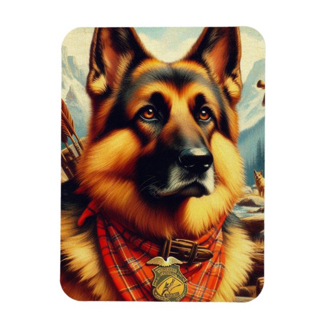 Vintage German Shepherd Painting Magnet (Vertikal)