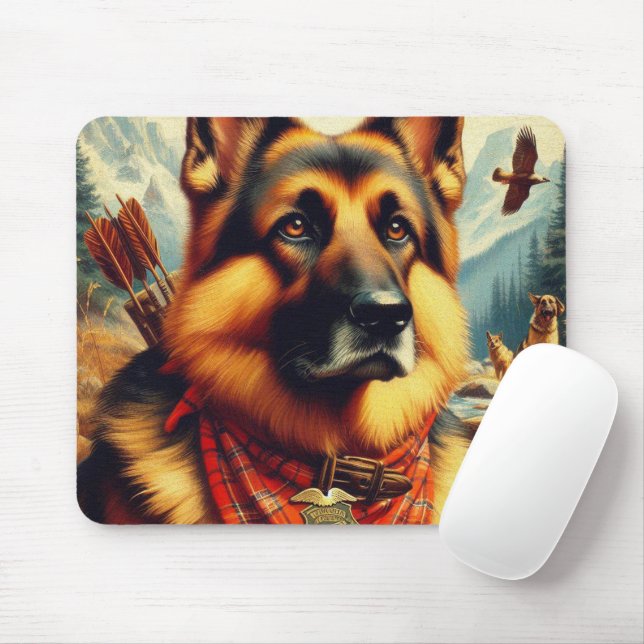 Vintage German Shepherd Painting Musmatta (Med mus)