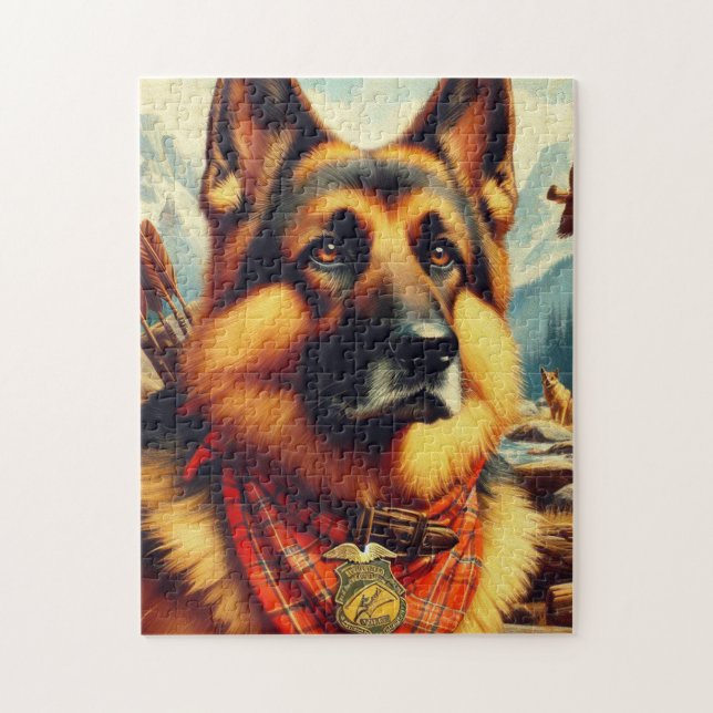 Vintage German Shepherd Painting Pussel (Vertikal)