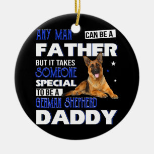 Vintage German Shepherd pappa Fars dag Proud Julgransprydnad Keramik