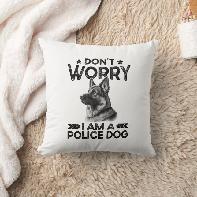 Vintage German Shepherd Police Hundägare Funny Kudde (Filt)