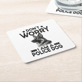Vintage German Shepherd Police Hundägare Funny Underlägg Papper Kvadrat
