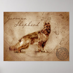 Vintage german shepherd poster