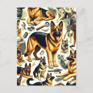 Vintage German Shepherd Seamless Vykort