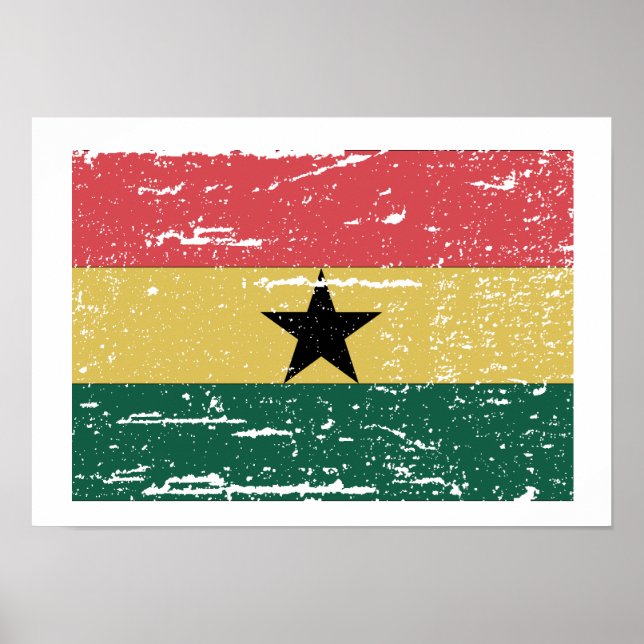 Vintage Ghana Flagga Poster (Framsidan)