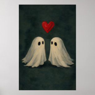 Vintage Ghost Alla hjärtans dag Print, Kärlek Ghos Poster