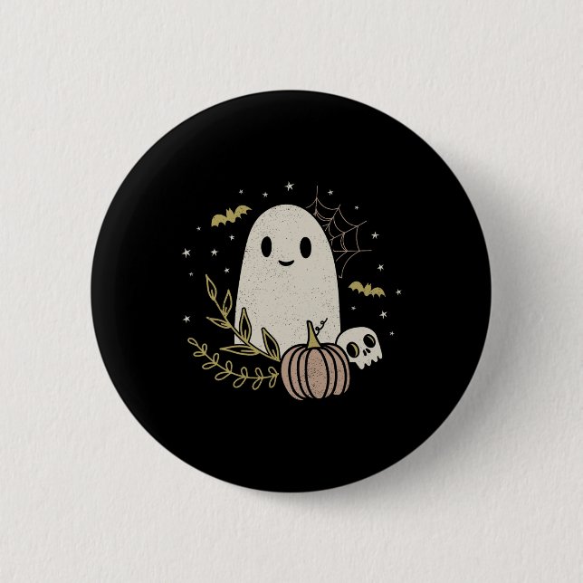 Vintage Ghost Autumn Fall Halloween 1 Knapp (Framsida)