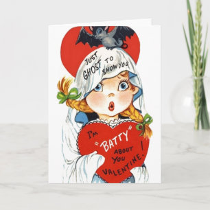 Vintage Ghost Batty Valentine Helgkort