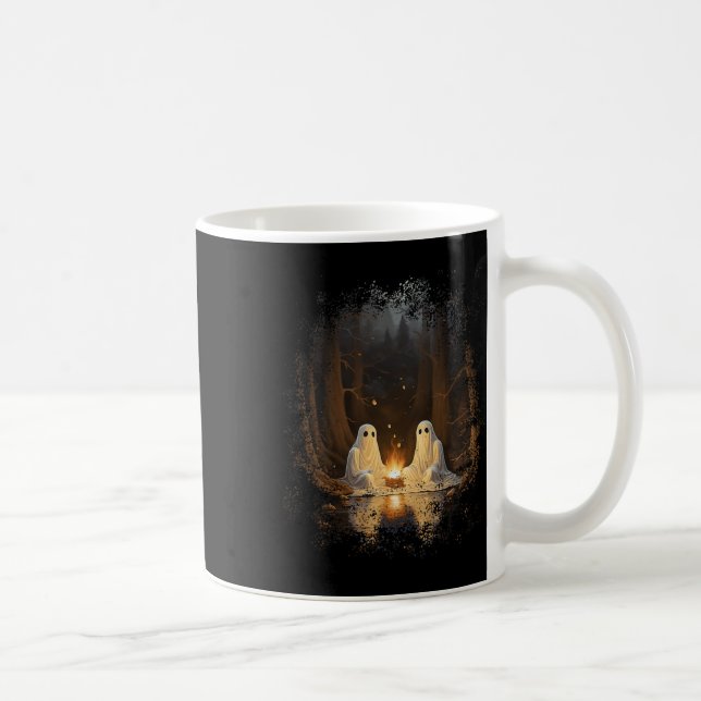 Vintage Ghost Campfire Camping Gotisk Halloween  Kaffemugg (Höger)