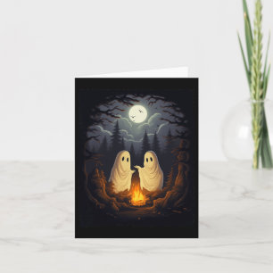 Vintage Ghost Camping Campfire Gothic Halloween Me Kort