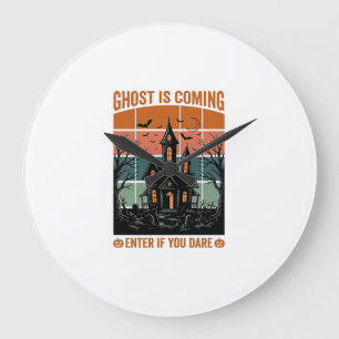 Vintage Ghost kommer spökar hus Halloween De Stor Klocka