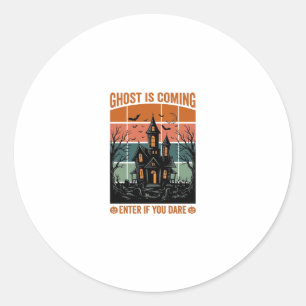 Vintage Ghost kommer spökhus Halloween-dekoration Runt Klistermärke