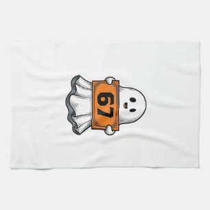 Vintage Ghost Number 67 Halloween-tröja Design_1 Kökshandduk