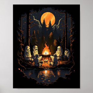 Vintage Ghost och Skeleton Scary Skeleton Hallowee Poster