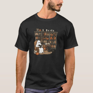 Vintage Ghost Reading Bok Älskare Bibliotek Hallow T Shirt